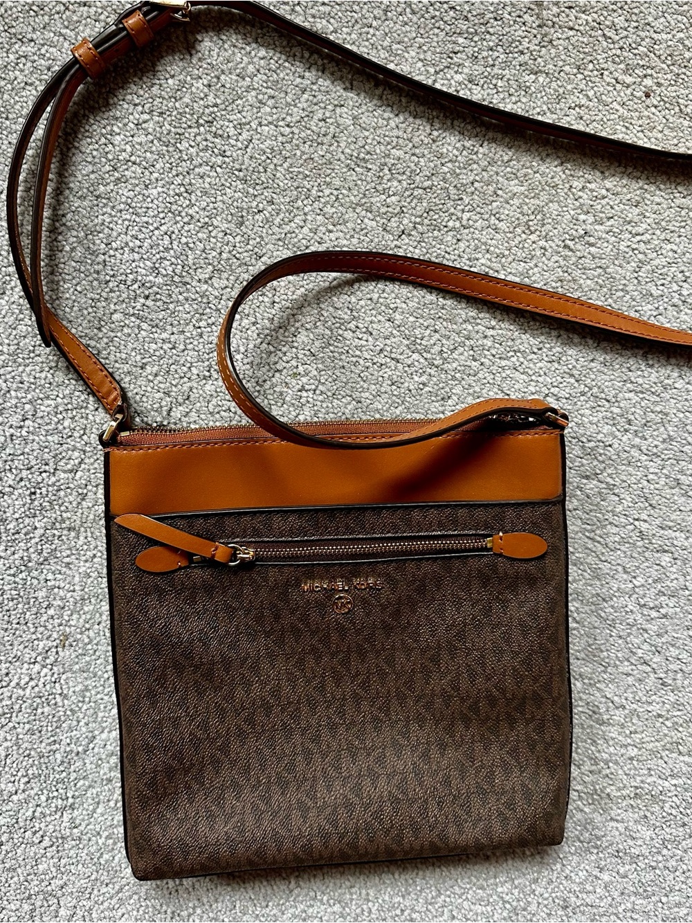 Michael Kors Brown and Tan Messenger Crossbody Bag